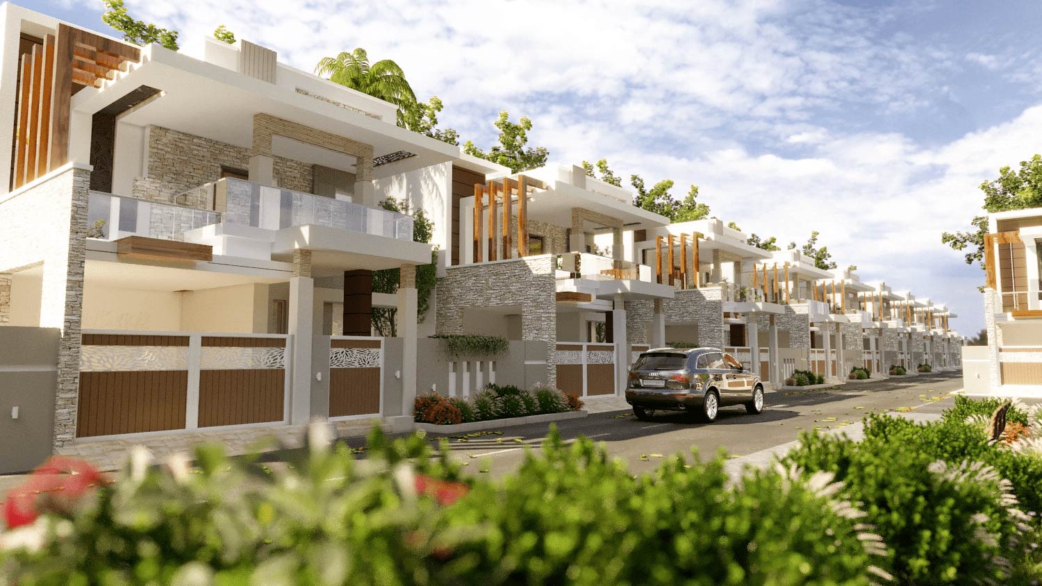 Luxury Villa Elevation Layout — AnnaiBharath Gated Community Builders Madurai