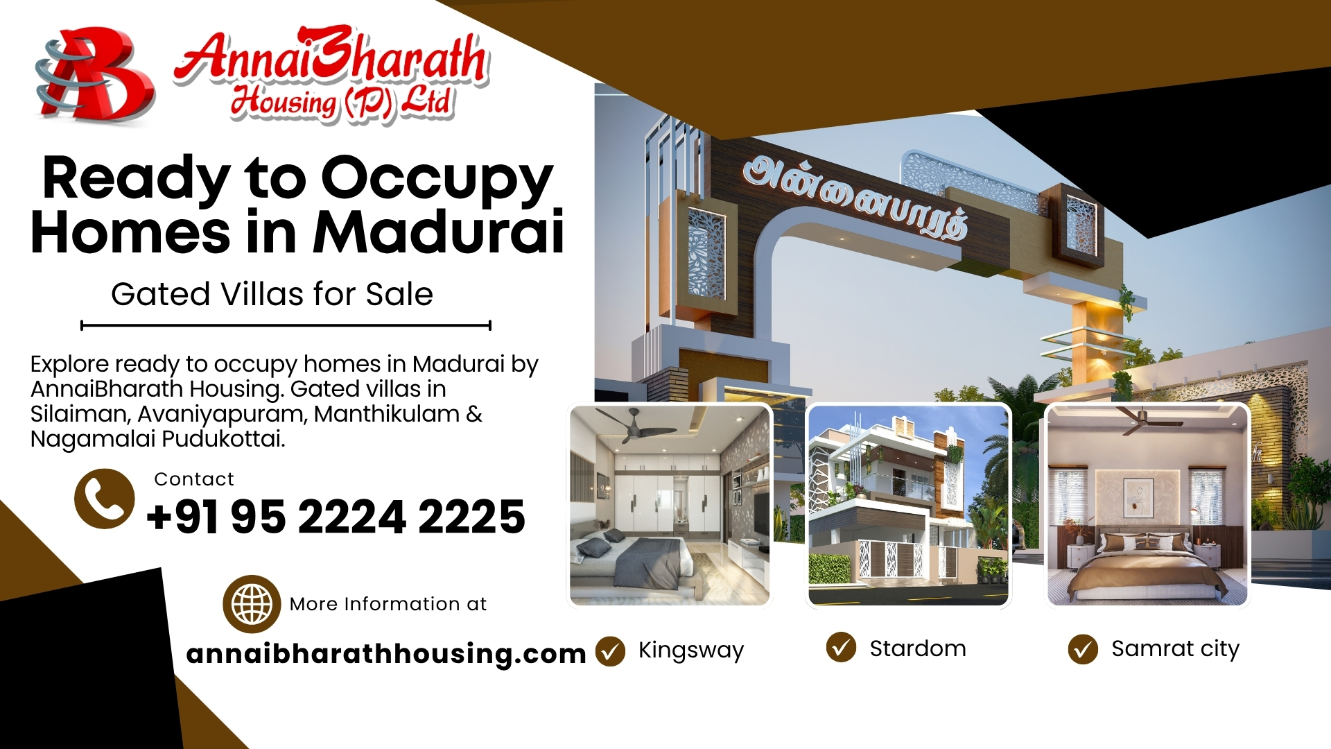 Ready to occupy gated community homes in Madurai by AnnaiBharath Housing