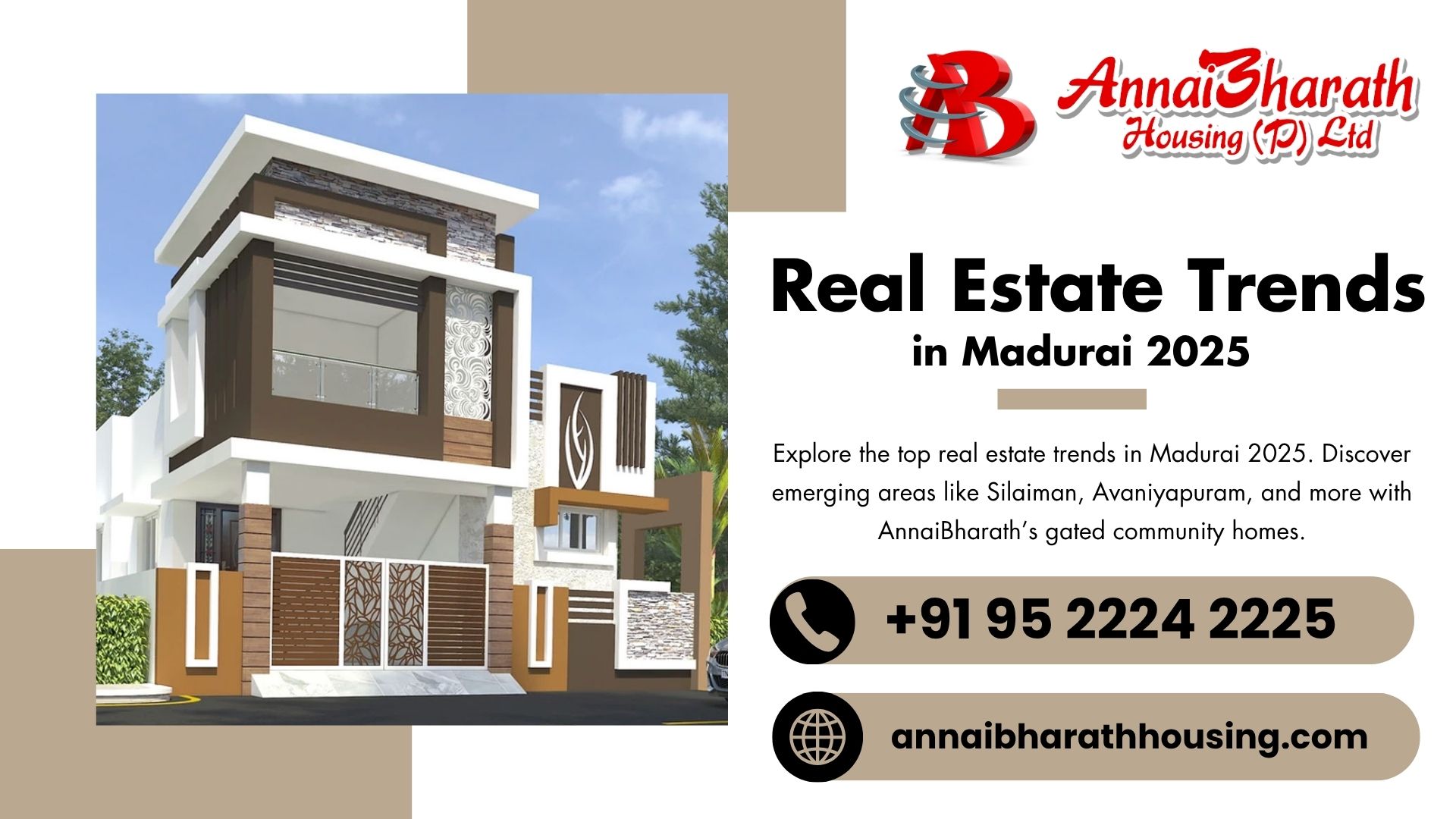 Modern gated community home by AnnaiBharath showcasing real estate trends in Madurai 2025